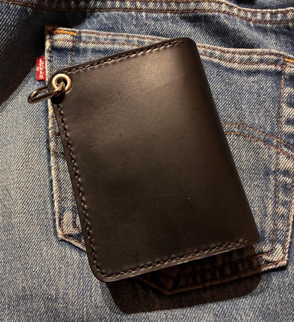 ショートトラッカーウォレット　シルバー925アポロコンチョカスタム　シボ革