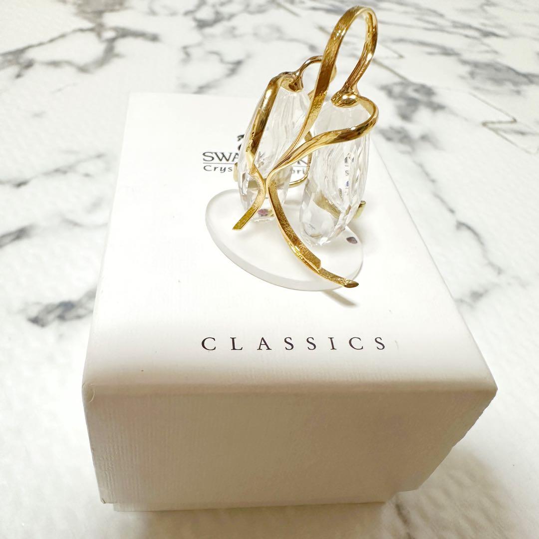 美品 スワロフスキー クリスタル バレエシューズ 置物 ゴールド