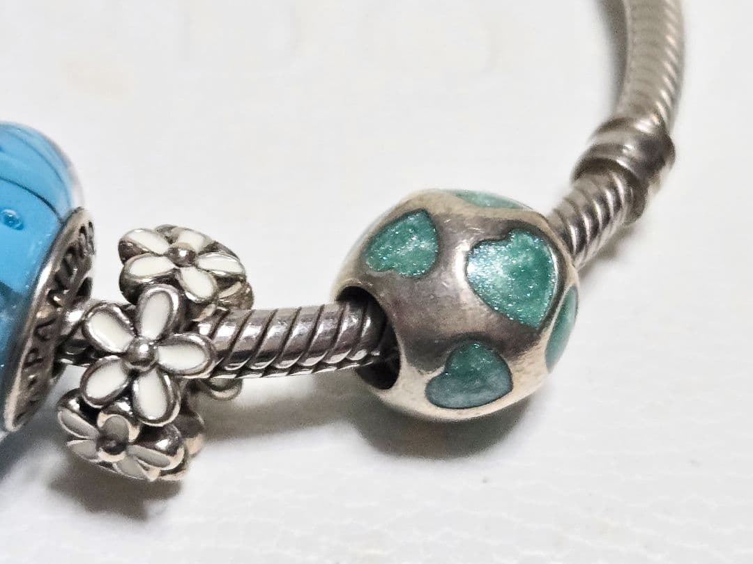 PANDORA　ブレスレット　ブルーベースチャームつき