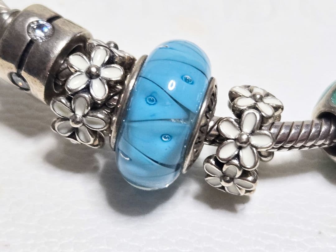 PANDORA　ブレスレット　ブルーベースチャームつき