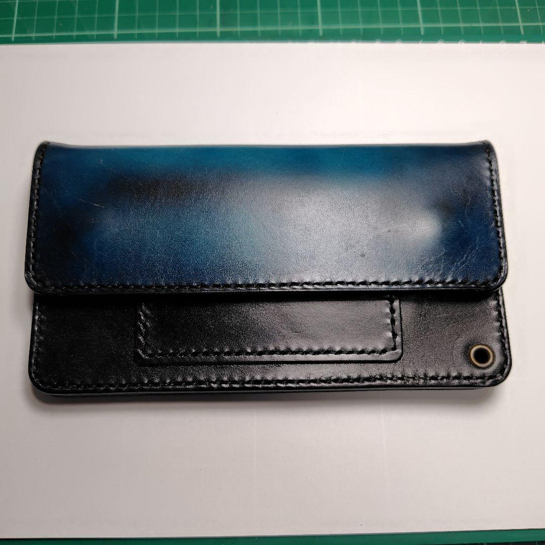 ハンドメイド　牛ヌメ革　ロングトラッカーウォレット