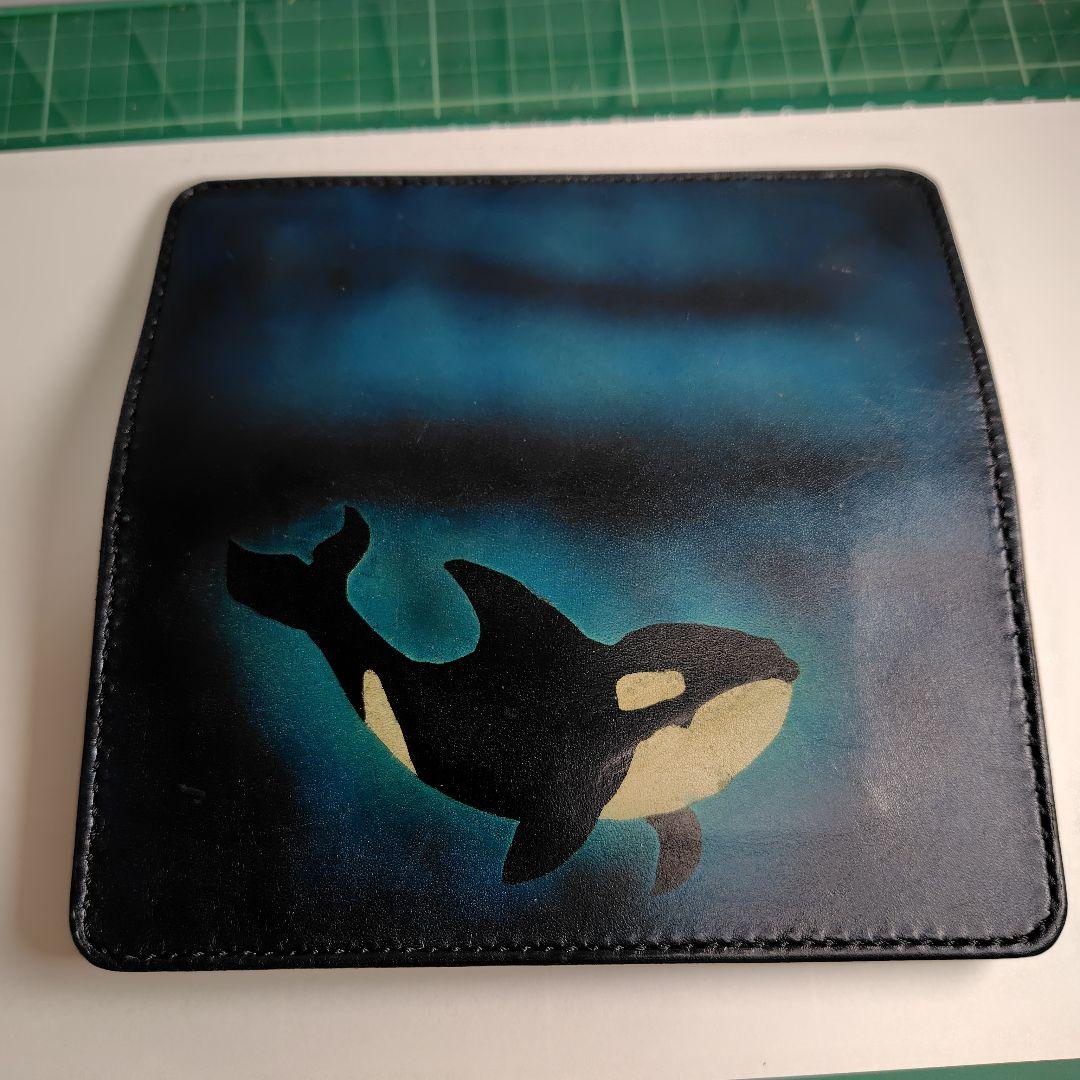 ハンドメイド　牛ヌメ革　ロングトラッカーウォレット