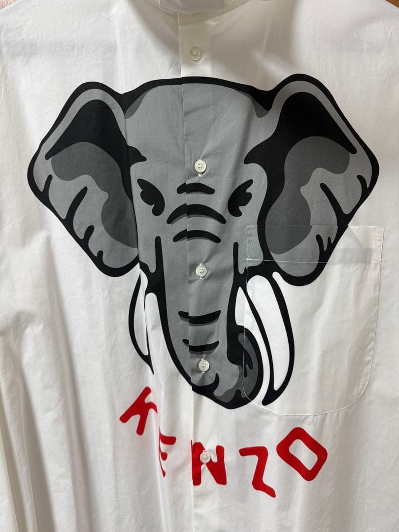 KENZO 象プリント ホワイトシャツ