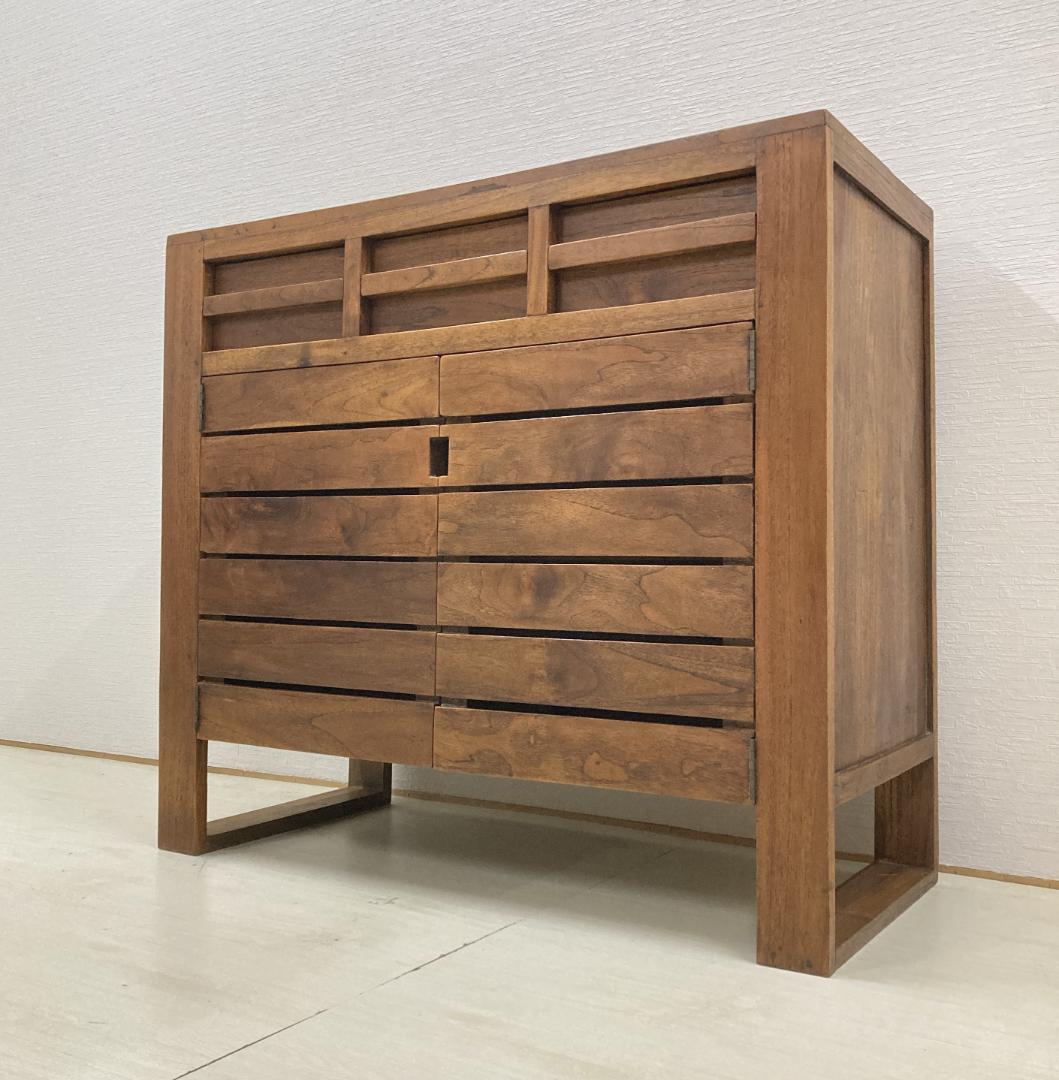 木製　キャビネット　サイドボード　収納　天然木