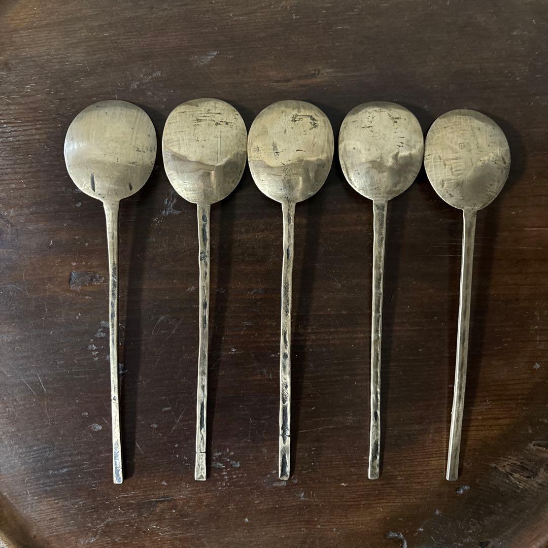 李朝スッカラ5点　(g229)韓国スプーン.アンティーク.ヴィンテージ.古道具
