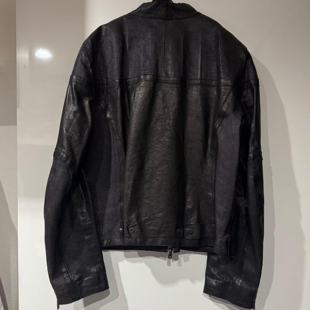 EMPORIO ARMANI 黒 レザージャケット スタンドカラー USED