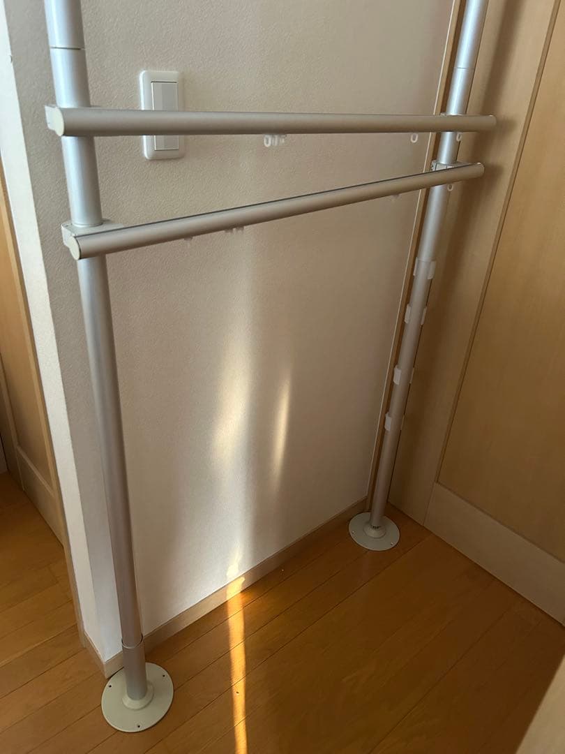 シルバー 2段ハンガーラック アルミ製