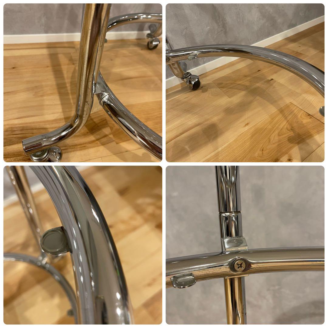 ミッドセンチュリー テーブル ガラス ３段 サイドテーブル モダン 机 可変式