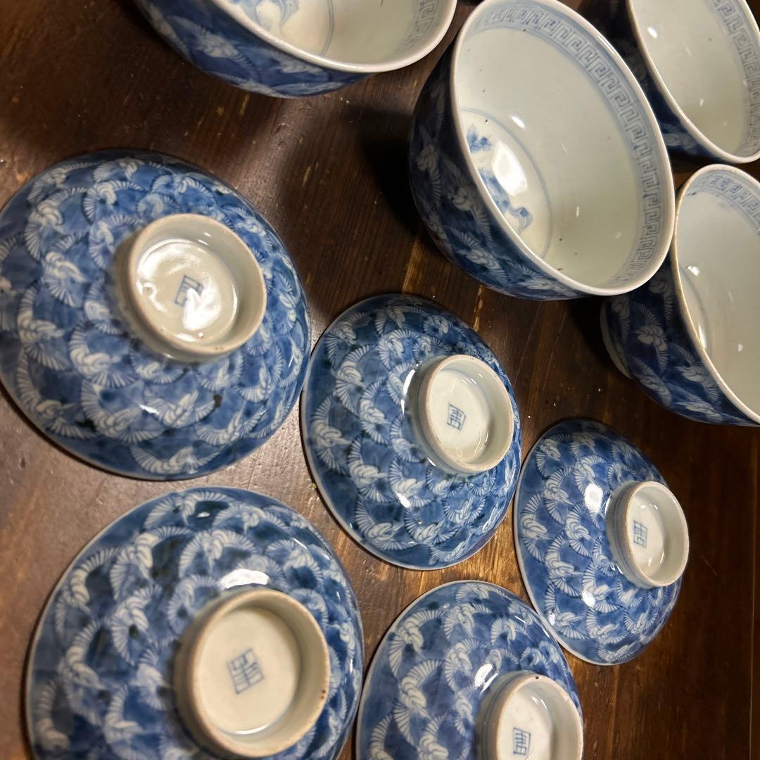 ア*ル様 古伊万里　手描き　江戸期　江戸時代　幕末　骨董品　龍の図　蓋付き　飯碗