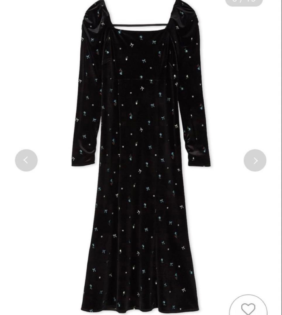 ★美品★3時間以内発送 FRAY I.D ベロアナローワンピース　ブラック