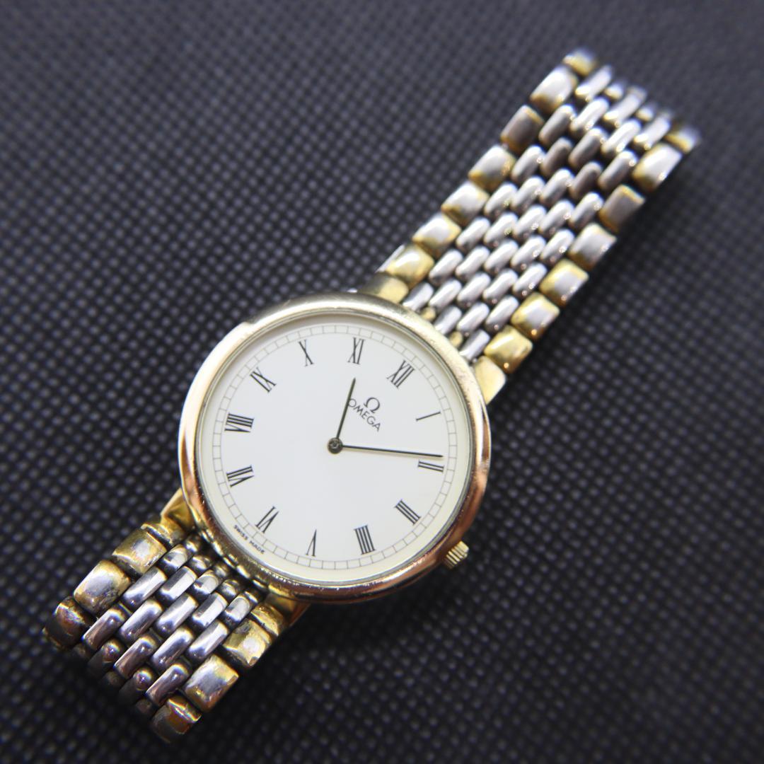 オメガ　デヴィル　腕時計　白　メンズ　ビンテージ　32ｍｍ　ラウンド　クオーツ