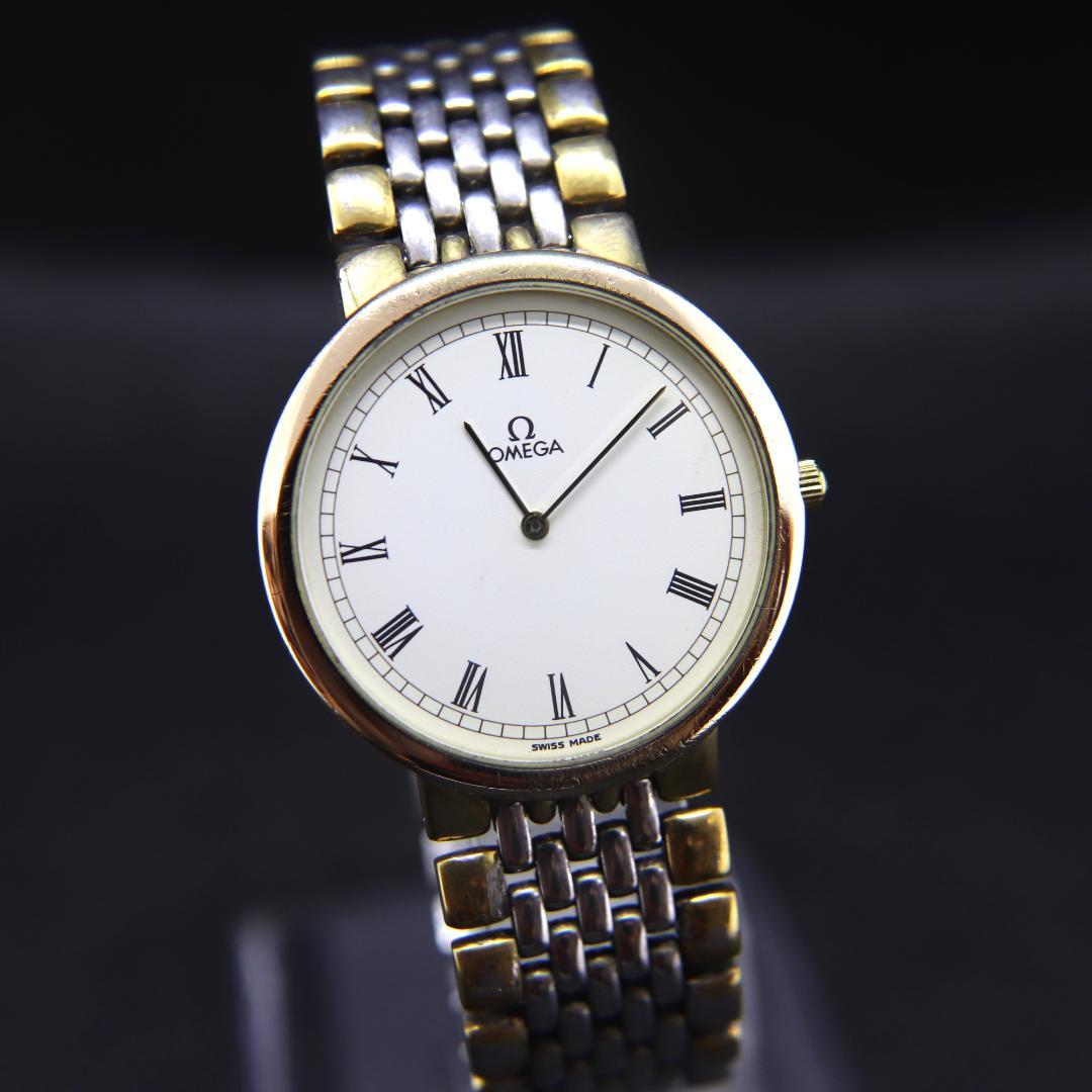 オメガ　デヴィル　腕時計　白　メンズ　ビンテージ　32ｍｍ　ラウンド　クオーツ