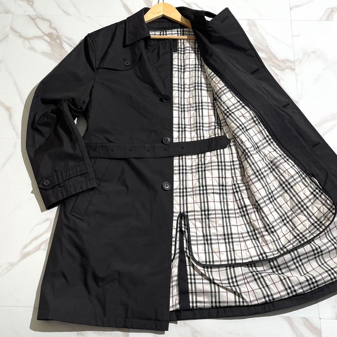 人気☆バーバリーブラックレーベル シングル トレンチコート ノバチェックライナー