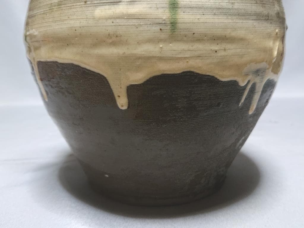 旧家蔵出し　江戸期　唐津　緑釉刷毛目　注徳利