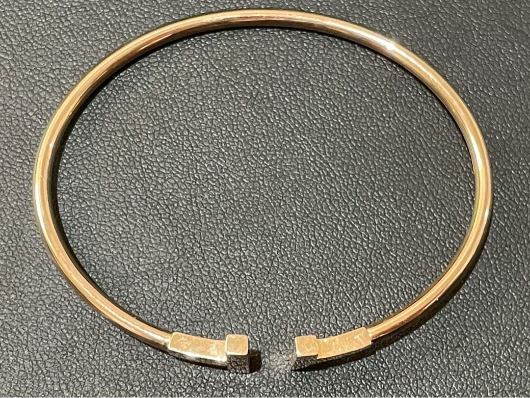 ティファニーワイヤーTバングル　K18 ブレスレット　7.5g