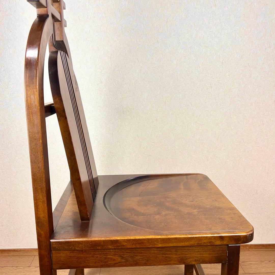 【希少】星野民藝 アームレスチェア 樺材 ダイニングハイバック 安楽椅子 その①