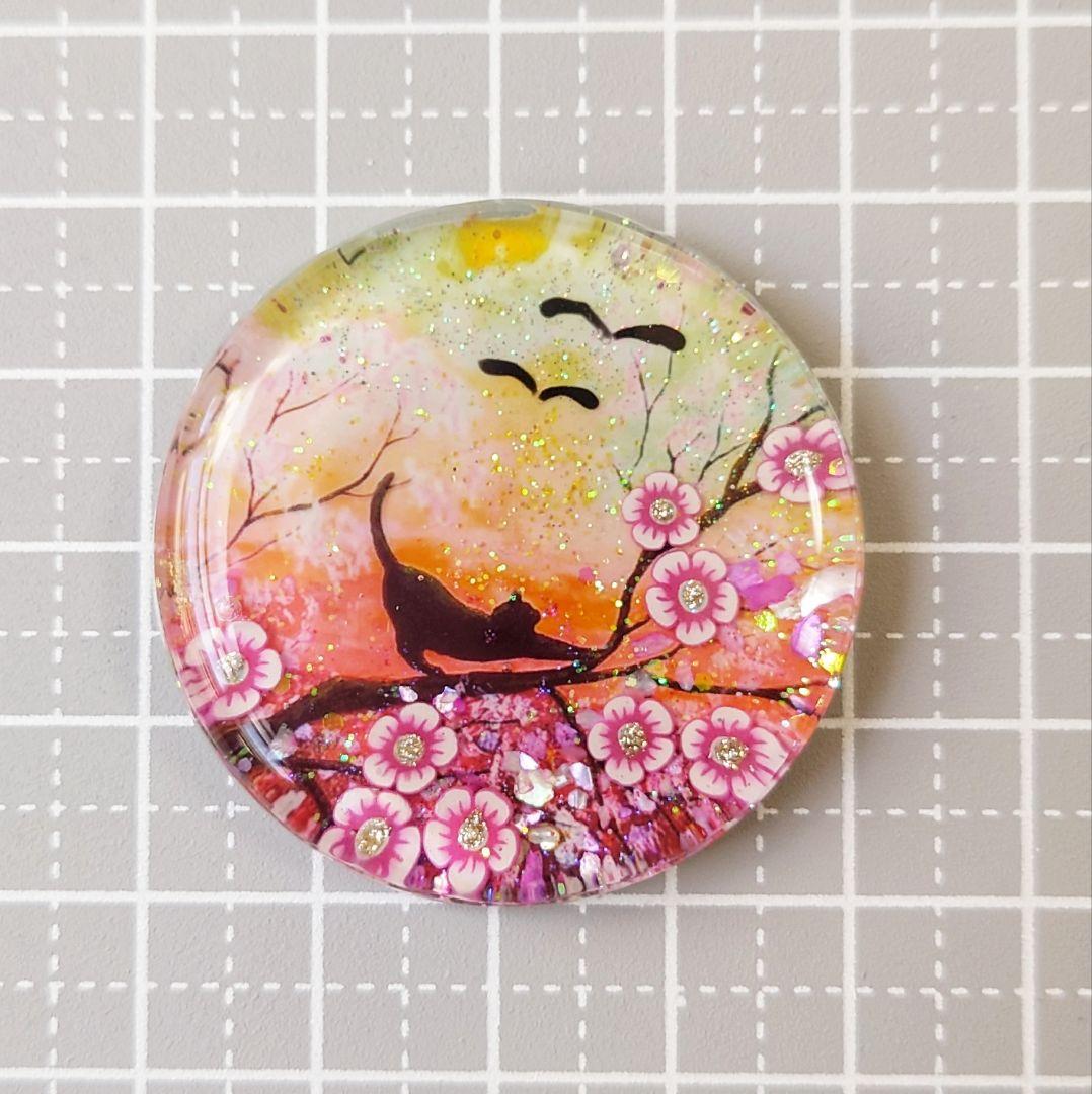 レジン　猫　ヘアゴム　ブローチ　ポニーフック　No.462