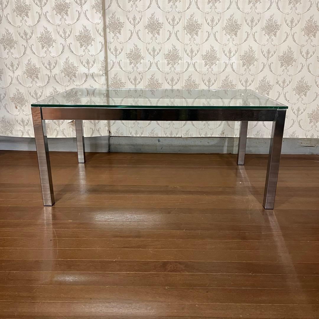 【アンティーク】アイアンフレーム 長方形 ガラスローテーブル センターテーブル