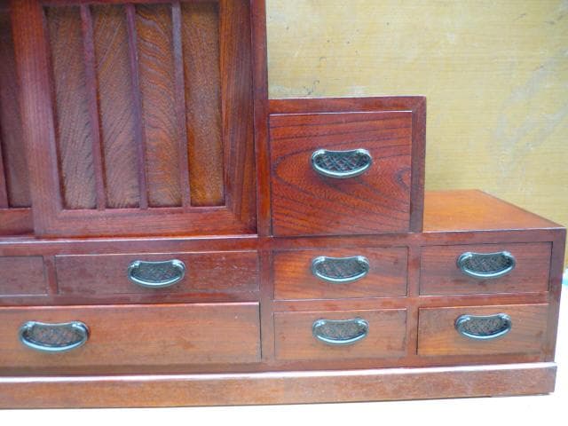 階段箪笥　ケヤキ材　美品　九杯引き出し　和家具・収納箪笥