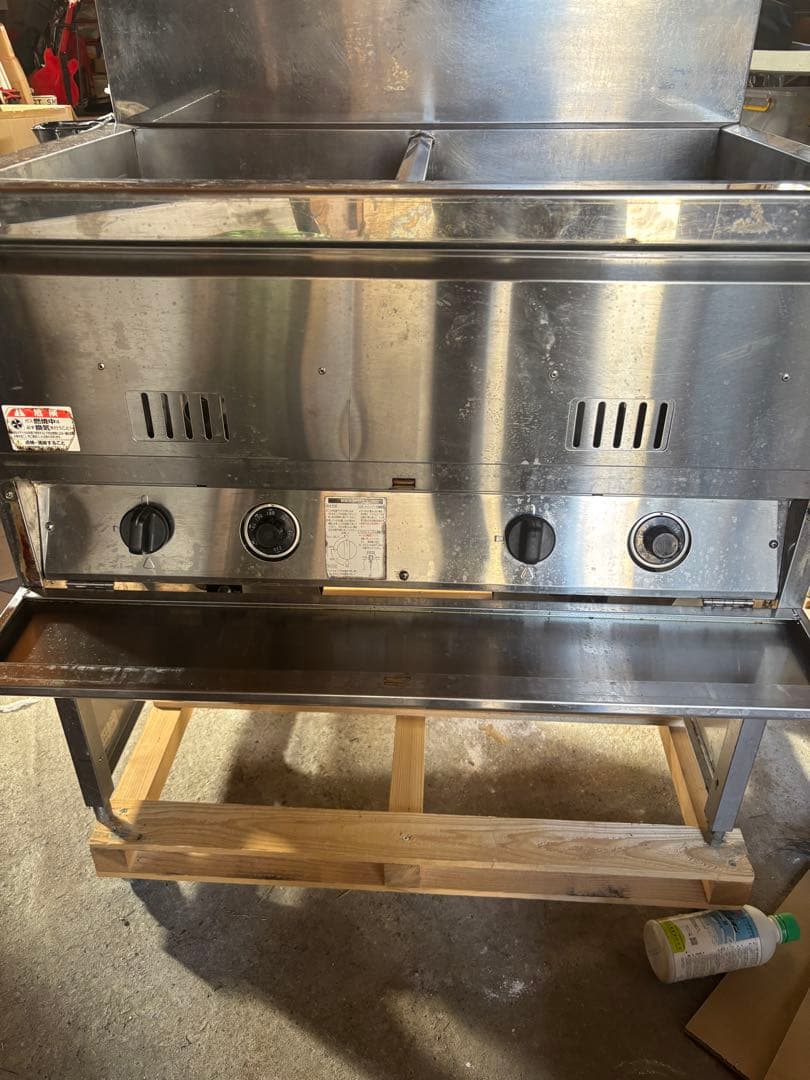 業務用 フライヤー2層式　LPガス　ステンレススチール 2コンパートメント