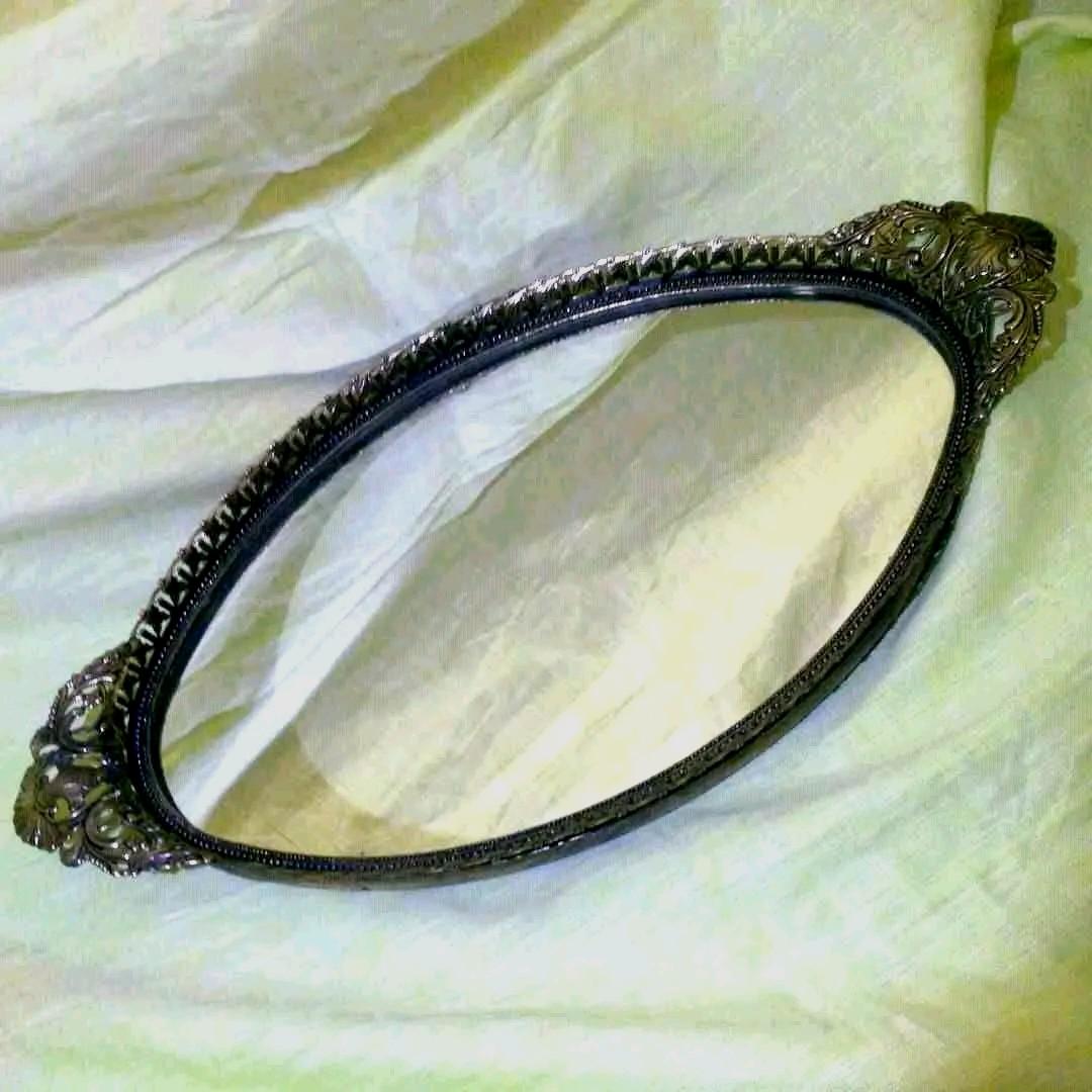 資生堂　花椿クラブ　鏡　ミラー　アンティーク　ビーンズミラー　雑貨