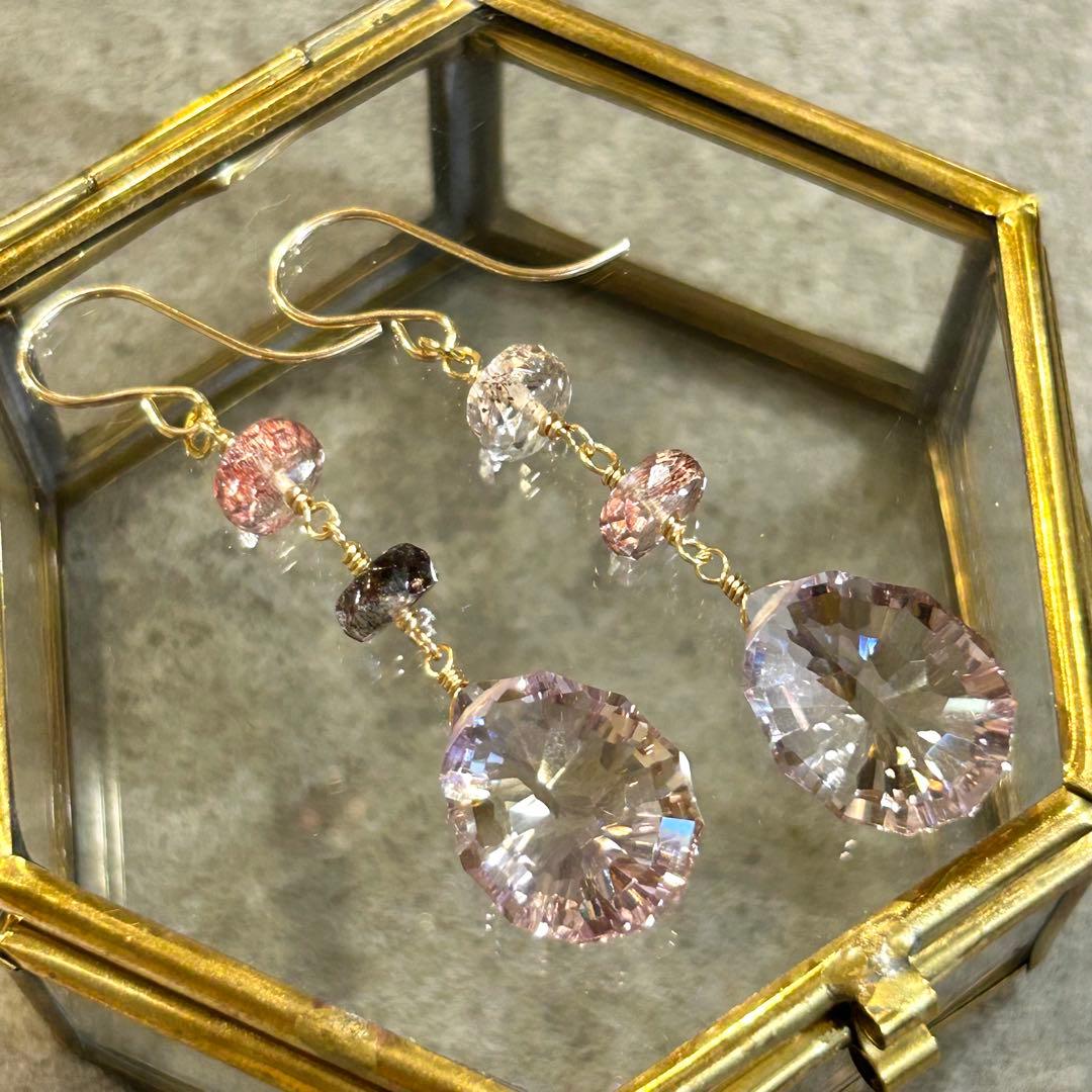 専用✳︎宝石質✳︎コンケーブカットアメトリン　14kgf　天然石ピアス/イヤリング