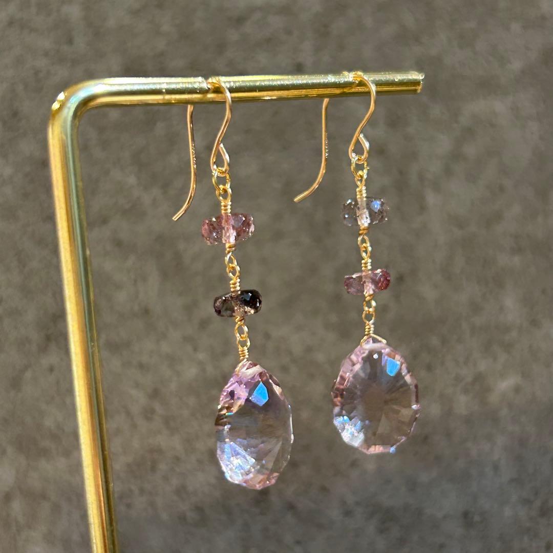 専用✳︎宝石質✳︎コンケーブカットアメトリン　14kgf　天然石ピアス/イヤリング