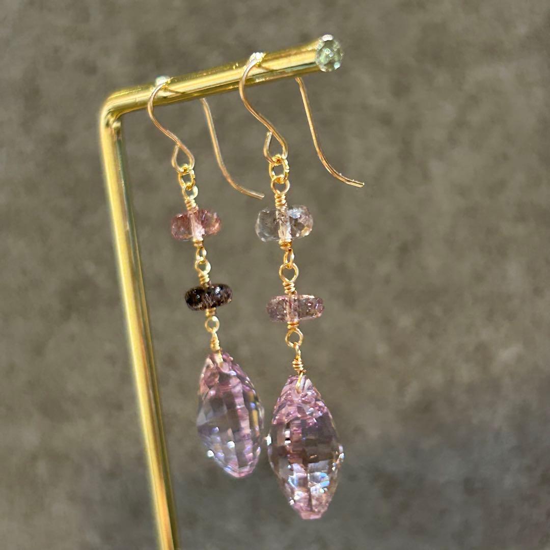 専用✳︎宝石質✳︎コンケーブカットアメトリン　14kgf　天然石ピアス/イヤリング