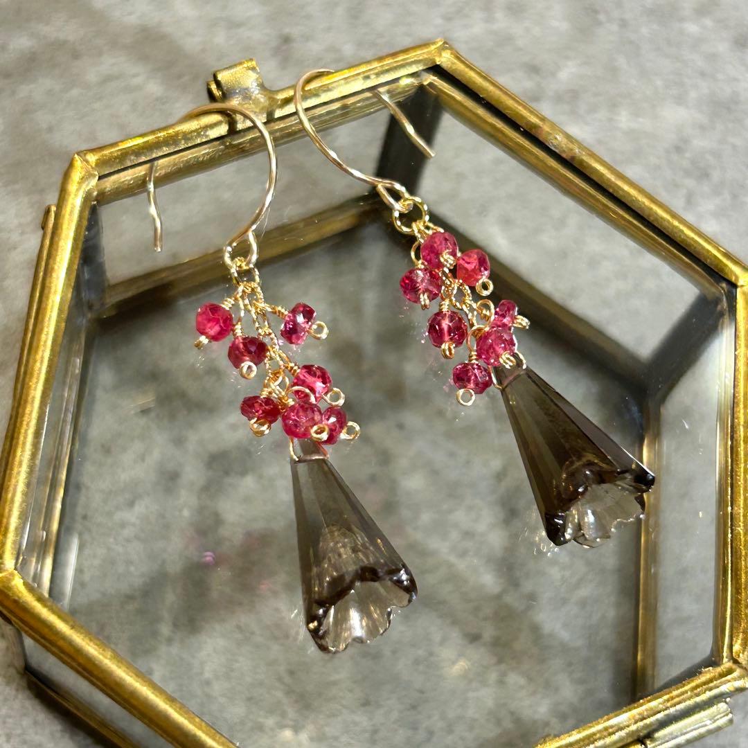 専用✳︎宝石質✳︎コンケーブカットアメトリン　14kgf　天然石ピアス/イヤリング