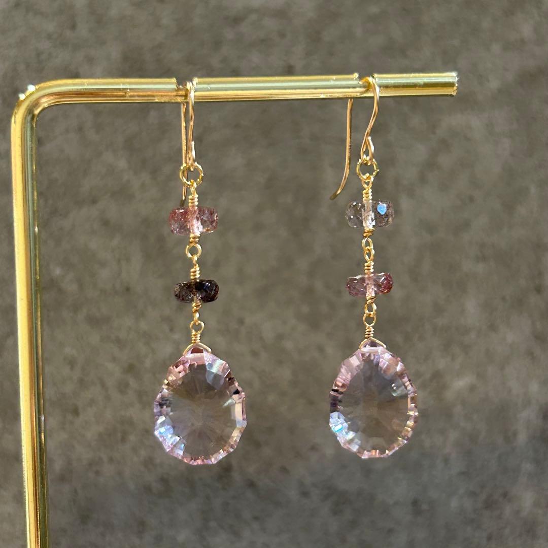 専用✳︎宝石質✳︎コンケーブカットアメトリン　14kgf　天然石ピアス/イヤリング