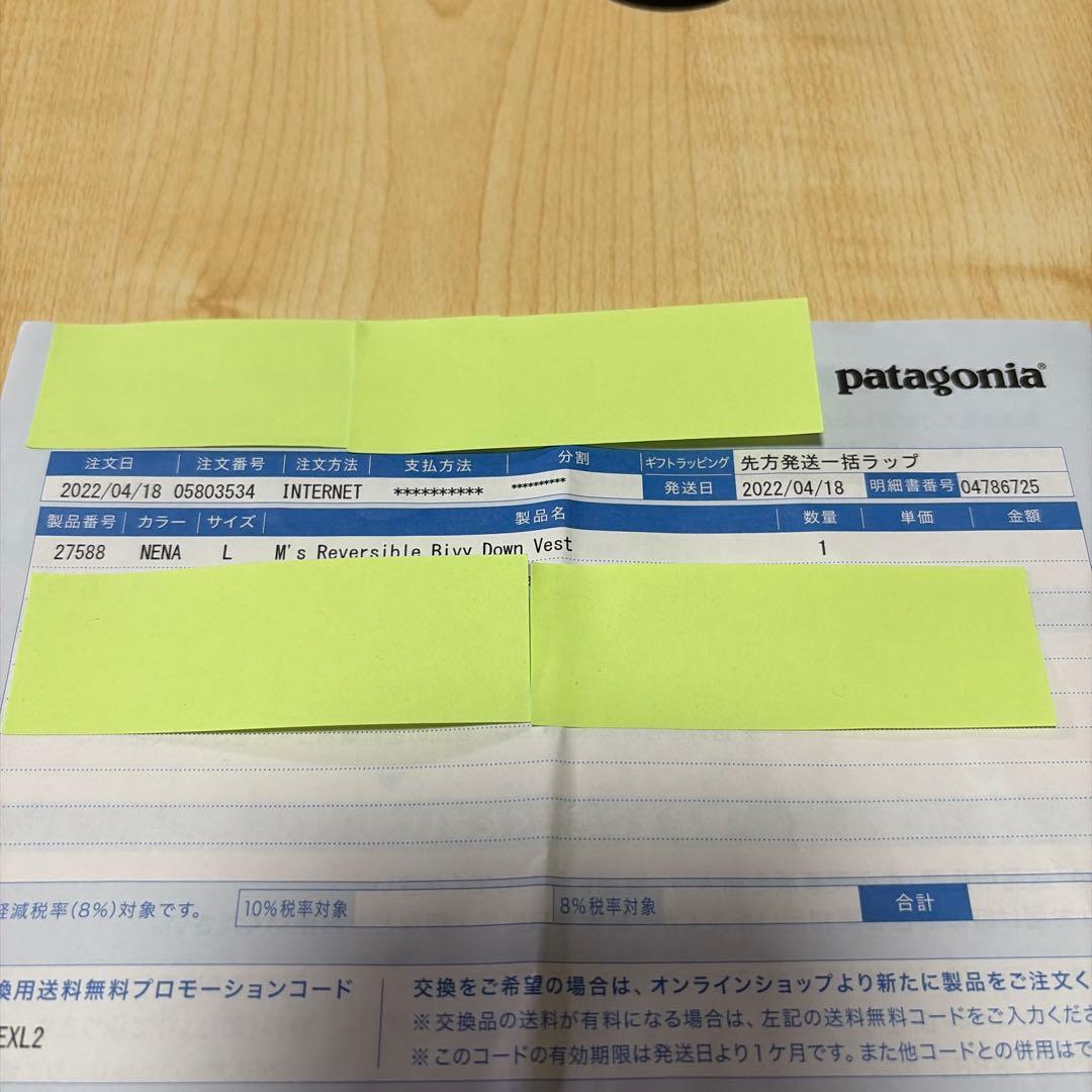patagonia パタゴニア　メンズ　リバーシブル　ビビー　ダウンベスト　L