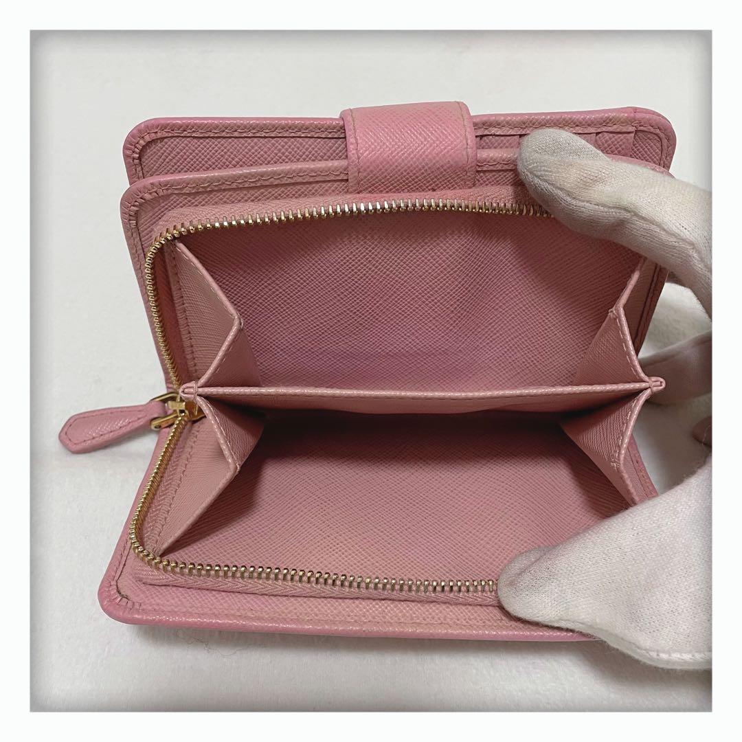 ✨美品✨ PRADA プラダ サフィアーノ 二つ折り財布 ライトピンク