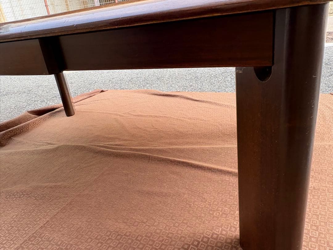 和モダン　重厚天然木製座卓 引き出し付座卓ローテーブル