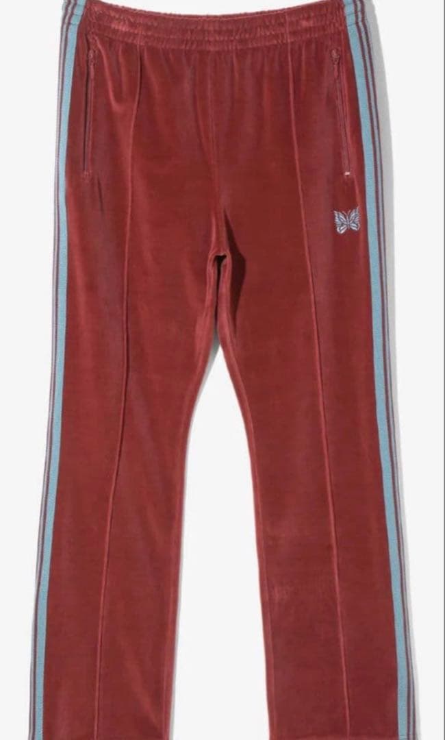 【美品】Needles トラックパンツ ベロア ボルドー 水色　M