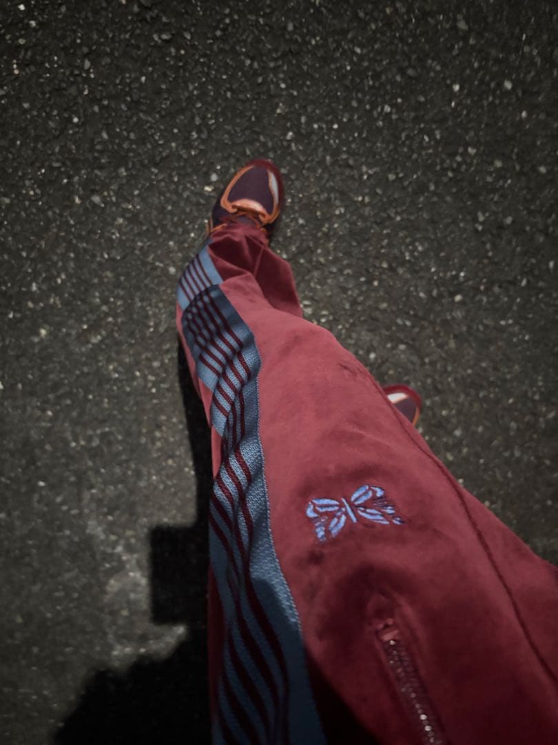 【美品】Needles トラックパンツ ベロア ボルドー 水色　M