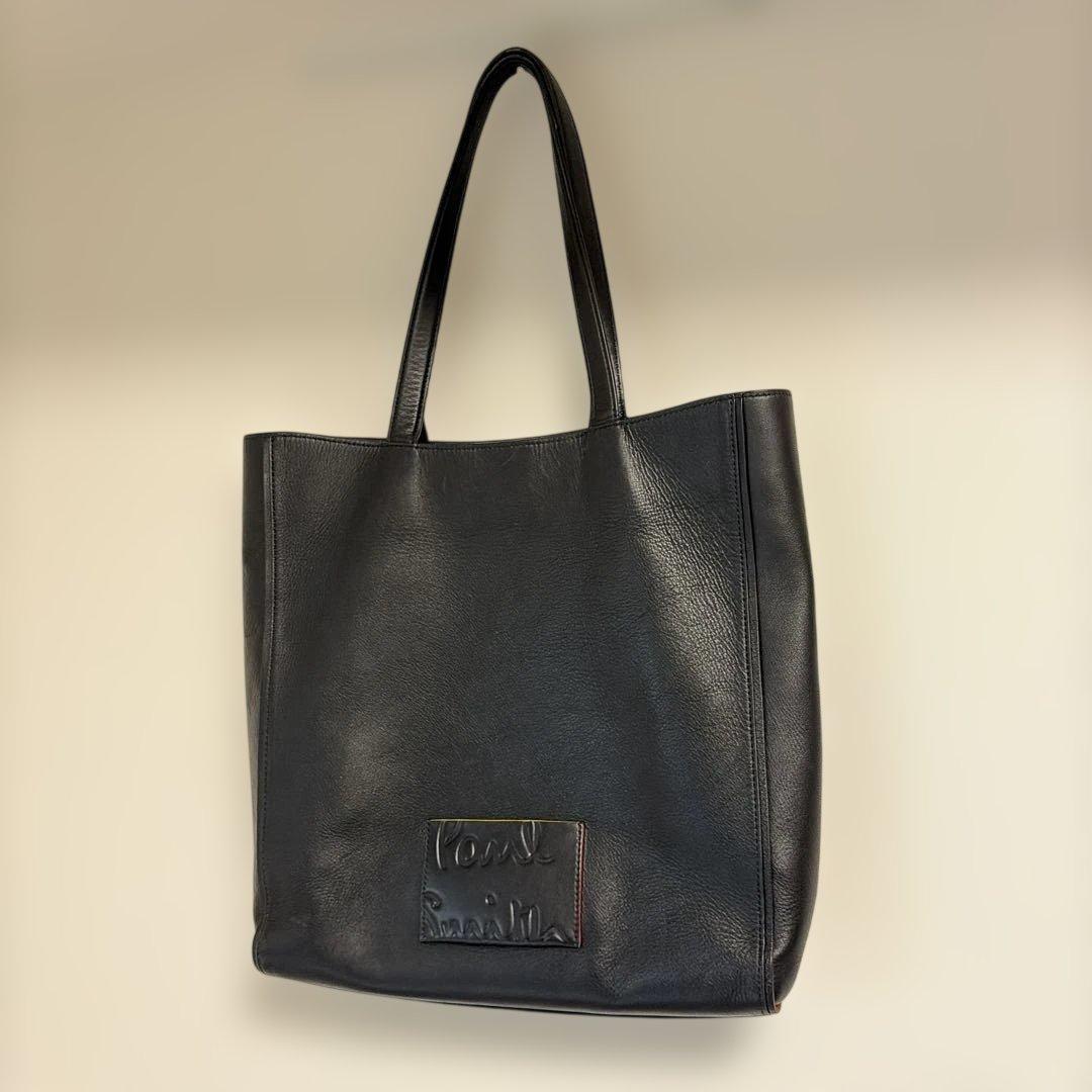 現行品売切れカラー ポールスミス黒 レザートートバッグ