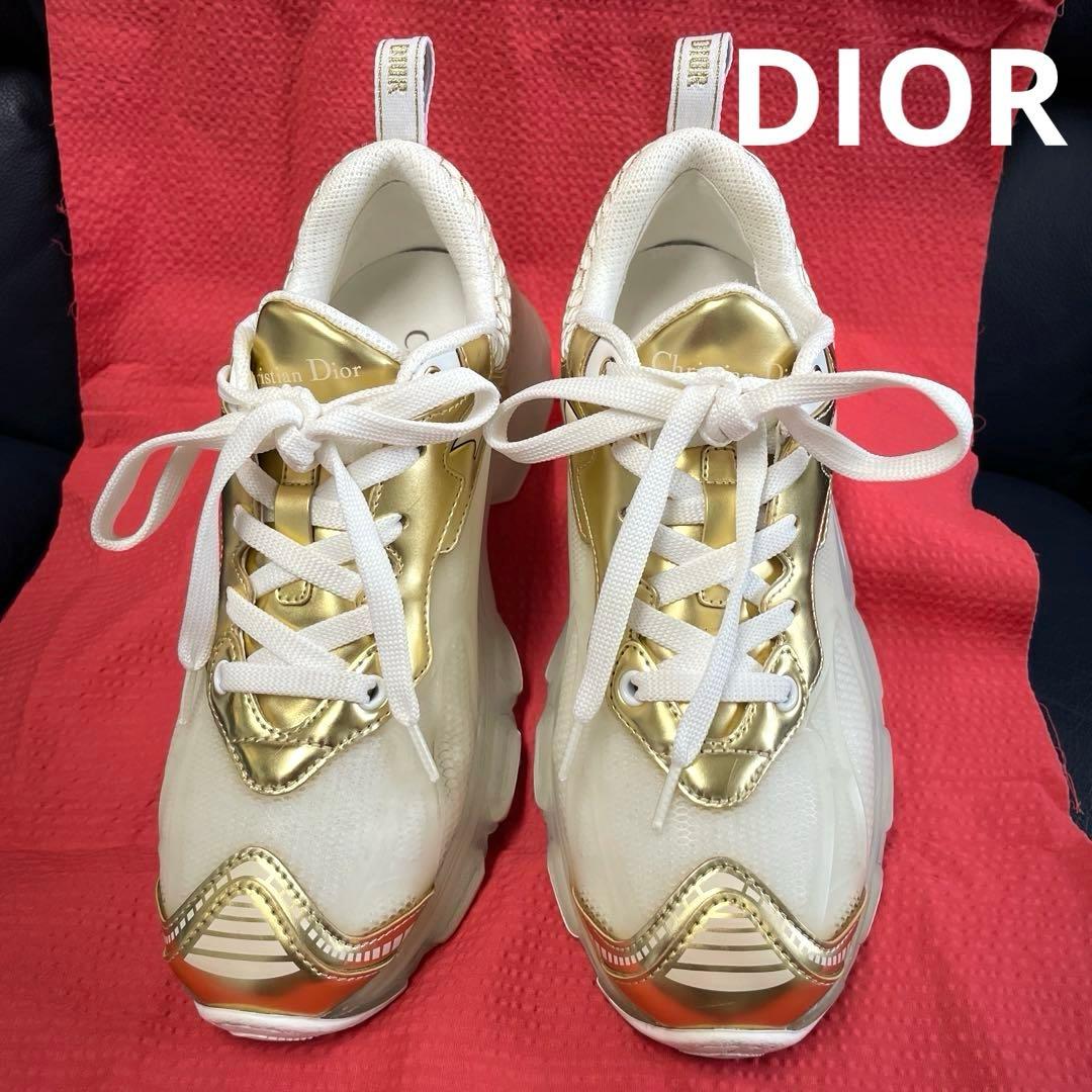 ディオールDior ディオールヴァイブ スニーカー白ゴールド36.5 23.5㌢