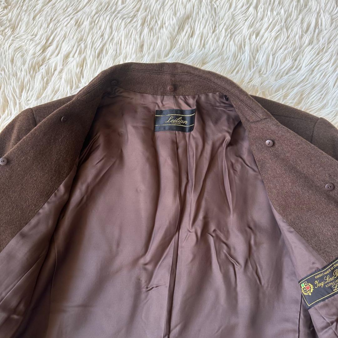 美品✨レリアン×ロロピアーナ　カシミヤ100%ロングコートブラウン　大きいサイズ