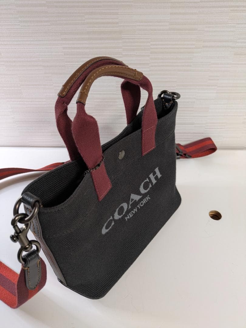 コーチCOACH トートショルダーバッグ ブラックキャンパス地＆レザー