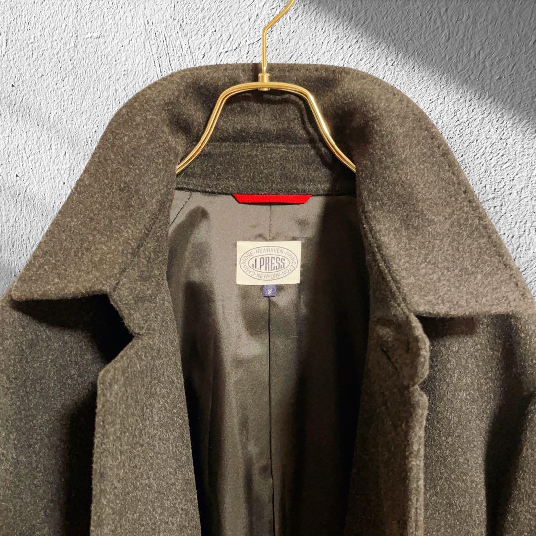 極美品　J.PRESS ダークグレー ステンカラーコート ウール　カシミア
