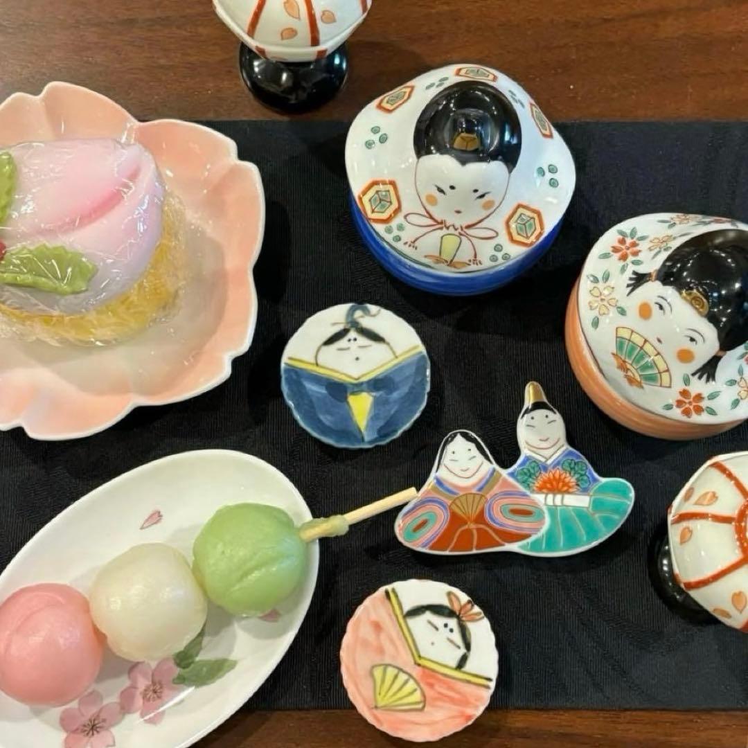 【☆特別価格☆】【新品】【大人気】有田焼幸楽窯　雛人形&ぼんぼり珍味入4点セット