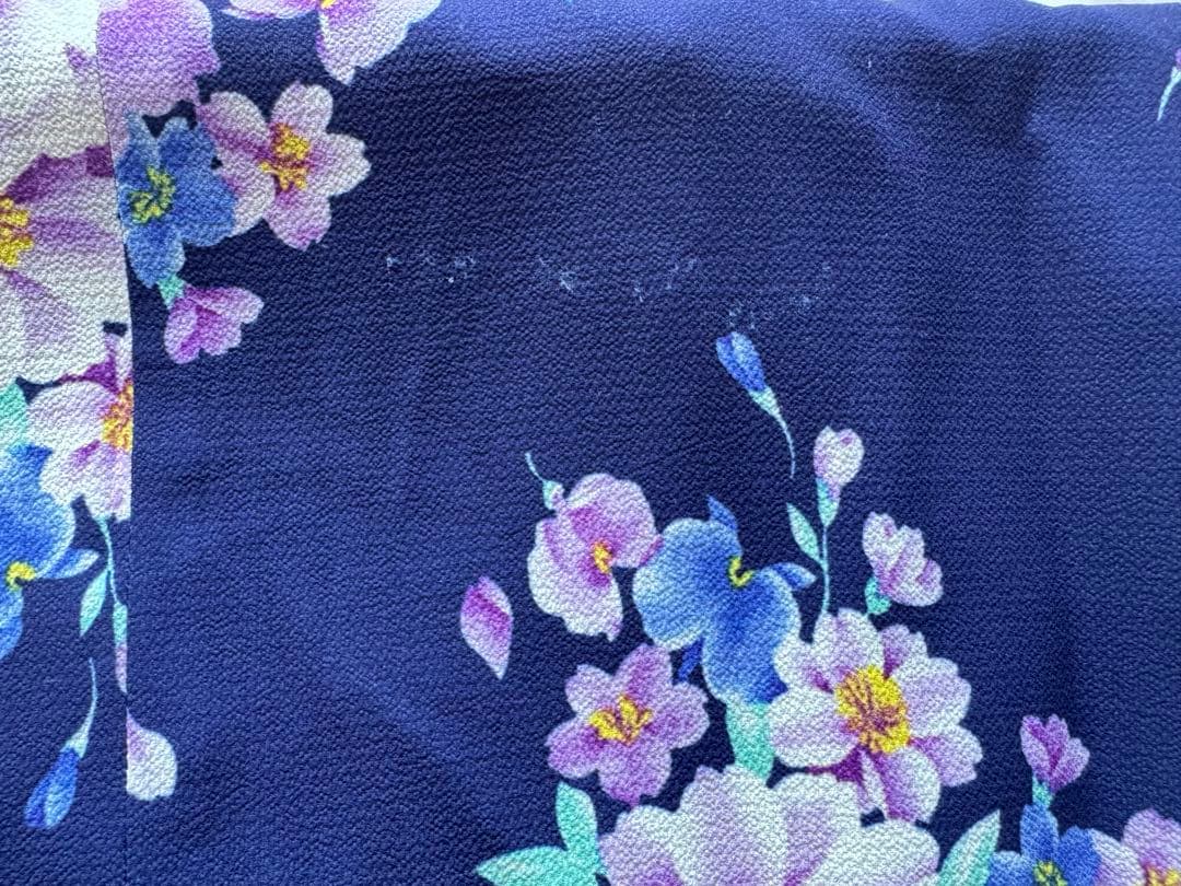 キャサリンコテージ　150㎝　袴セット(瑠璃着物×本紫袴NV　髪飾り＆半襦袢付き