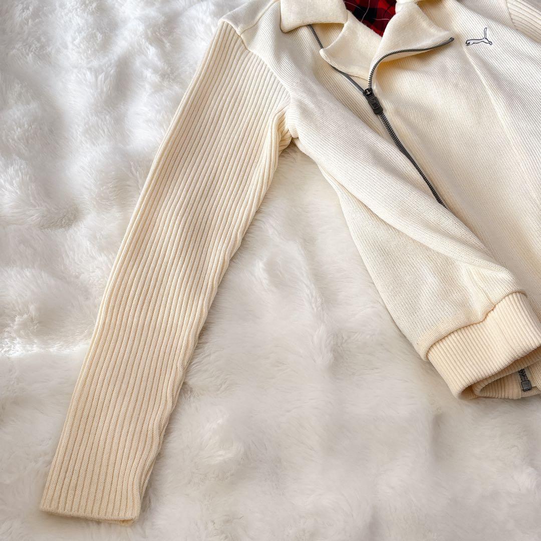 PUMA プーマ ゴルフ ニット ジップ ジャケット ライダース チェック L