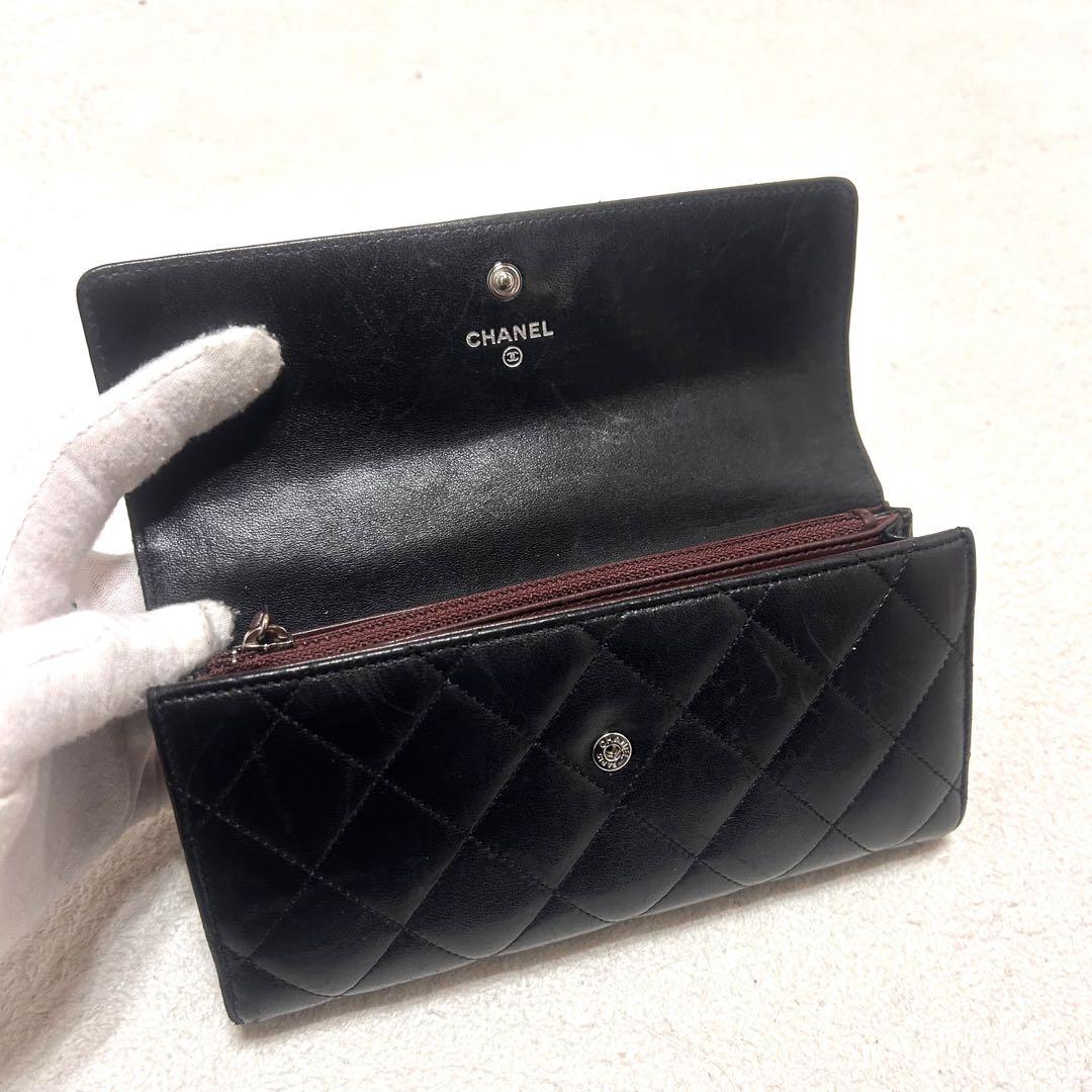 極美品❗️ CHANEL シャネル　マトラッセ　ラムスキン　長財布　ブラック