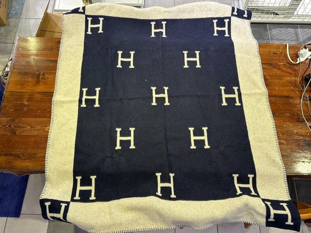 HERMES エルメス プレード ブランケット サイズ:129×159cm