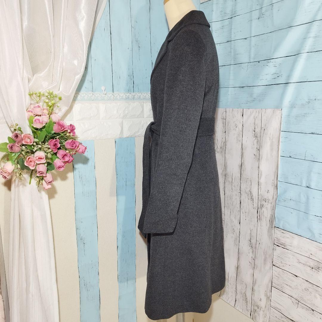 UNTITLED カシミヤ 100% リボンベルト ダークグレー ロングコート