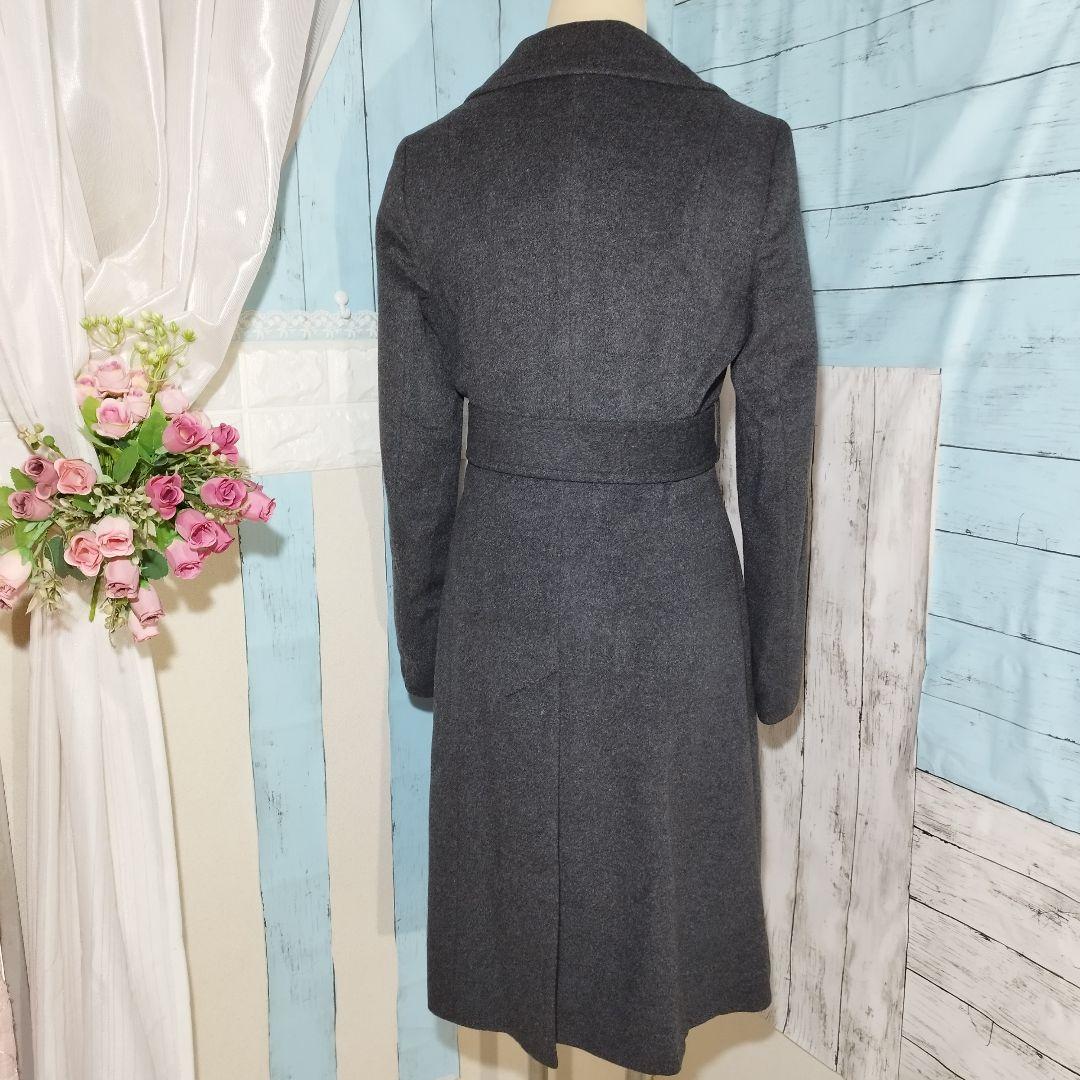 UNTITLED カシミヤ 100% リボンベルト ダークグレー ロングコート