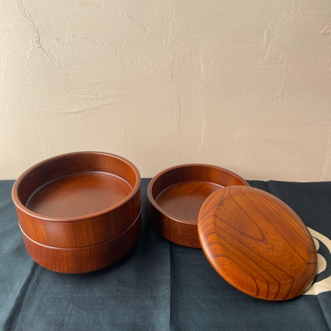 群馬　十石塗　銘木漆器　木製　重箱 3段　無垢材　くり抜き　欅材　ケヤキ　日本製