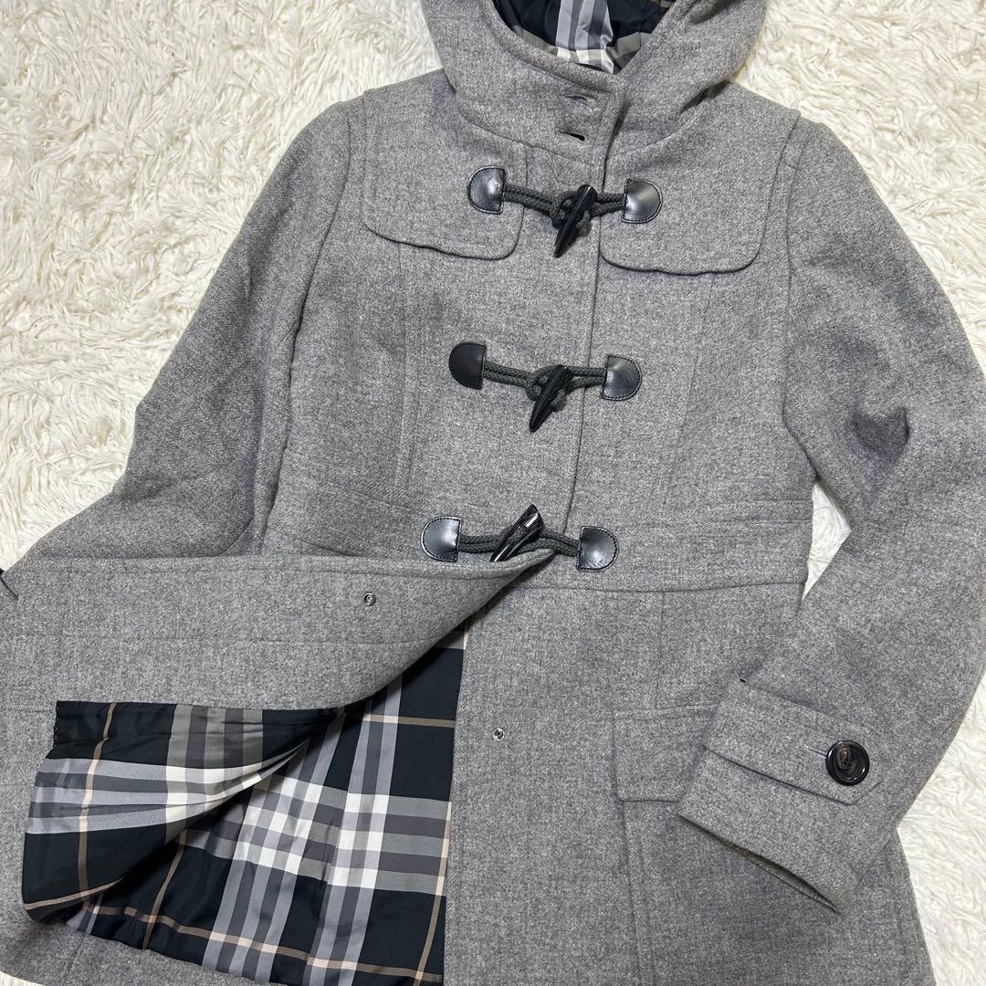 アンゴラ✨BURBERRYBLUE LABELバーバリー ダッフルコートグレーL