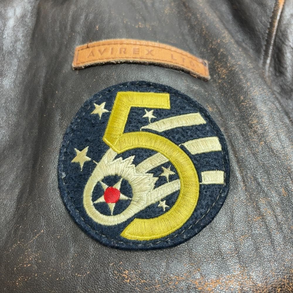 大きい AVIREX A2 フライトジャケット バックプリント シールブラウン